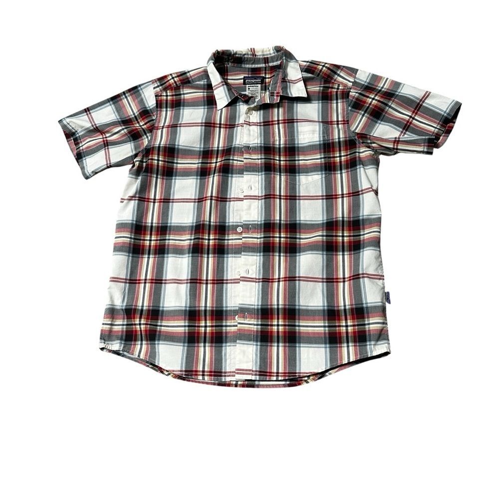 Patagonia Mens Plaid Button Down Shirt - Red, Black, White Medium